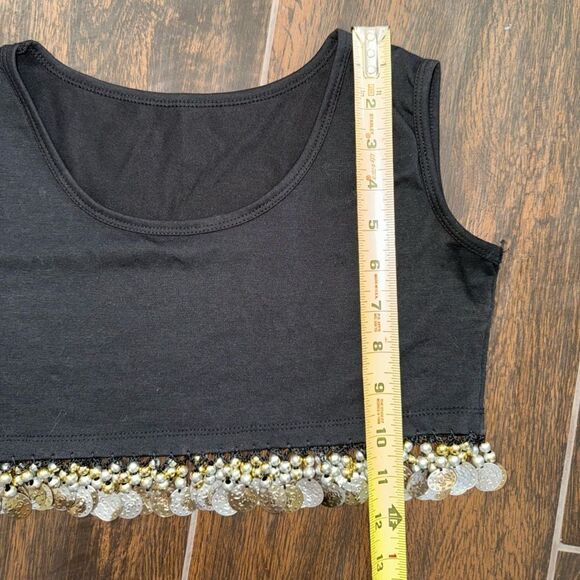 Crop top/Belly Danicing top  with gold and silver fringe embellishments.sz m - Picture 7 of 7